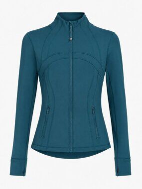 Lululemon Women's Full Zip Performance Jacket Size 6 Teal Thumbhole Running Yoga